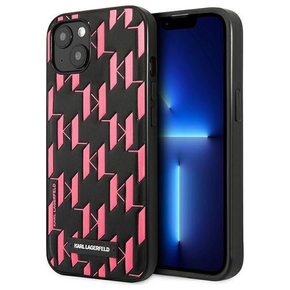 Karl Lagerfeld case for iPhone 13 Mini KLHCP13SMNMP1P black hard case Monogram and plaque 3666339049164