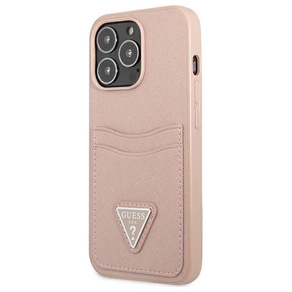 Guess case for IPhone 13 Pro 6,1&quot; GUHCP13LPSATPP hard case pink Saffiano Double Card Triangle 3666339048143