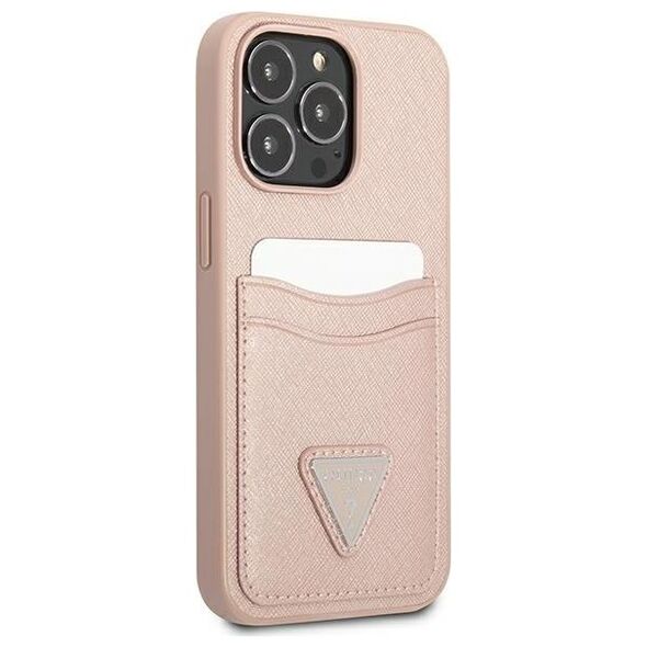 Guess case for IPhone 13 Pro 6,1&quot; GUHCP13LPSATPP hard case pink Saffiano Double Card Triangle 3666339048143
