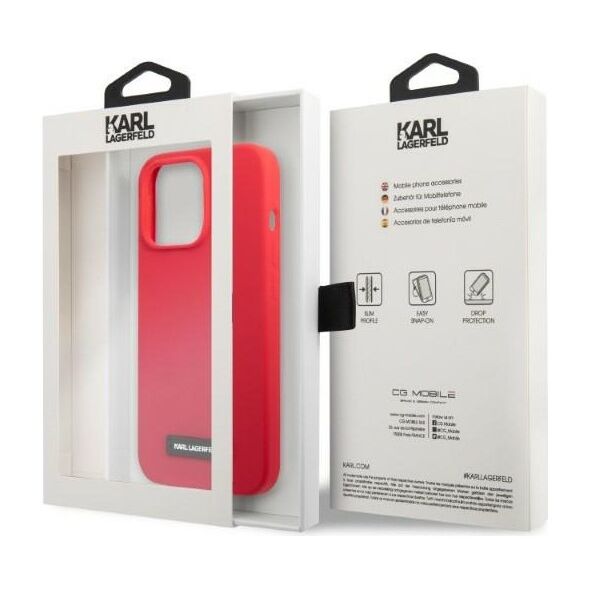 Karl Lagerfeld case for iPhone 13 Pro KLHCP13LSLMP1R red hard case Liquid Glitter Logo 3666339048747
