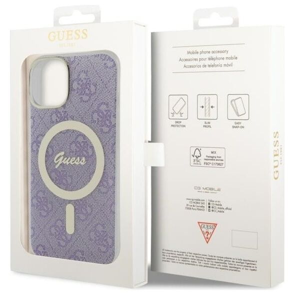 Guess case for iPhone 14 6,1&quot; GUHMP14SH4STU purple hardcase Magsafe IML 4G 3666339127190
