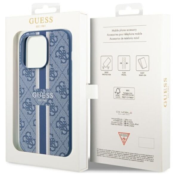 Guess case for iPhone 14 Pro 6,1&quot; GUHMP14LP4RPSB blue hardcase Magsafe 4G Printed Stripes 3666339119997