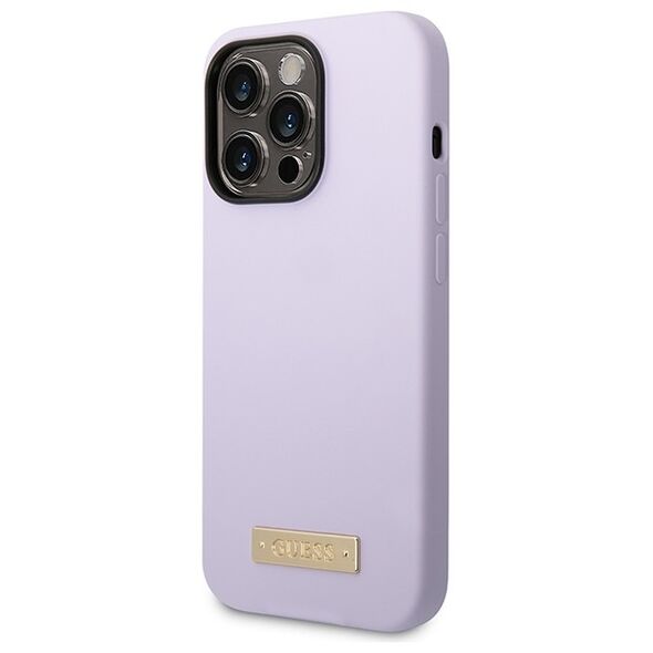 Guess case for iPhone 14 Pro 6,1&quot; GUHMP14LSBPLU fioletowa hard case Liquid Silicone Logo MagSafe 3666339070403