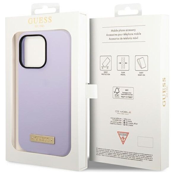 Guess case for iPhone 14 Pro 6,1&quot; GUHMP14LSBPLU fioletowa hard case Liquid Silicone Logo MagSafe 3666339070403