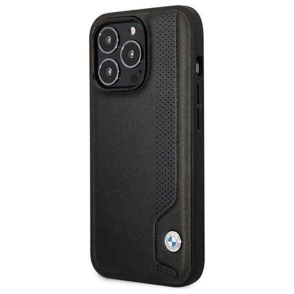 BMW case for iPhone 14 Pro 6,1&quot; BMHCP14L22RBDK black Sign HC Leather Blue Dots 3666339066420