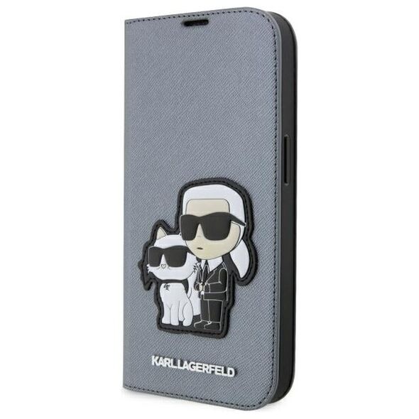 Karl Lagerfeld case for iPhone 14 Pro 6,1&quot; KLBKP14LSANKCPG silver Saffiano Karl & Choupette 3666339122843