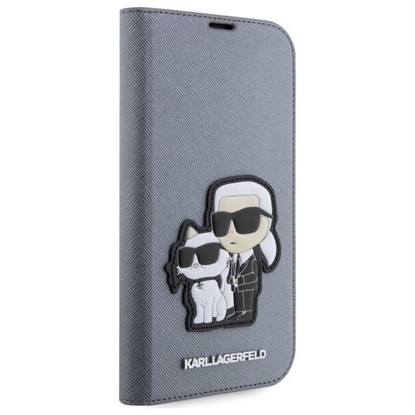 Karl Lagerfeld case for iPhone 14 Pro 6,1&quot; KLBKP14LSANKCPG silver Saffiano Karl & Choupette 3666339122843
