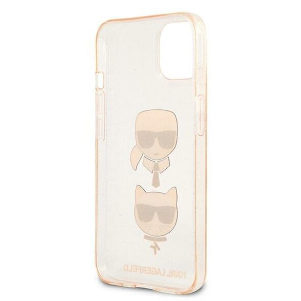 Karl Lagerfeld case for iPhone 13 Mini 5,4&quot; KLHCP13SKCTUGLGO hardcase gold Glitter Karl`s & Choupette 3666339028855