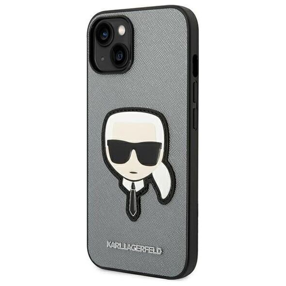 Karl Lagerfeld case for iPhone 14 Pro Max 6,7&quot; KLHCP14XSAPKHG silver PU Saffiano case with Karl Head Patch 3666339077105