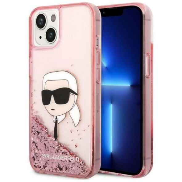 Karl Lagerfeld case for iPhone 14 Pro 6,1&quot; KLHCP14LLNCHCP pink hardcase Liquid Glitter NFT Choupette Head 3666339086985