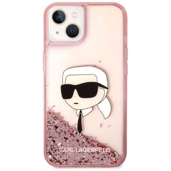 Karl Lagerfeld case for iPhone 14 Pro 6,1&quot; KLHCP14LLNCHCP pink hardcase Liquid Glitter NFT Choupette Head 3666339086985
