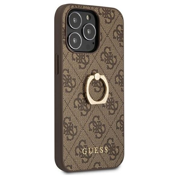 Guess case for iPhone 13 Pro 6,1&quot; GUHCP13L4GMRBR brown HC PU 4G Ring 3666339023973