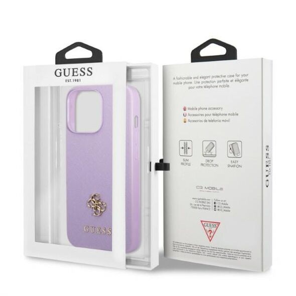 Guess case for iPhone 13 / 13 Pro 6,1&quot; GUHCP13LPS4MU purple hardcase Saffiano 4G Small Metal Logo 3666339048068