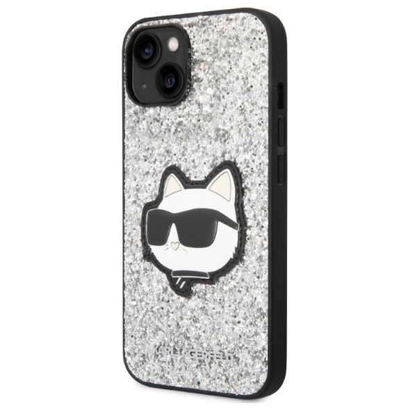 Karl Lagerfeld case for iPhone 14 Plus 6,7&quot; KLHCP14MG2CPS silver hardcase Glitter Choupette Patch 3666339099442