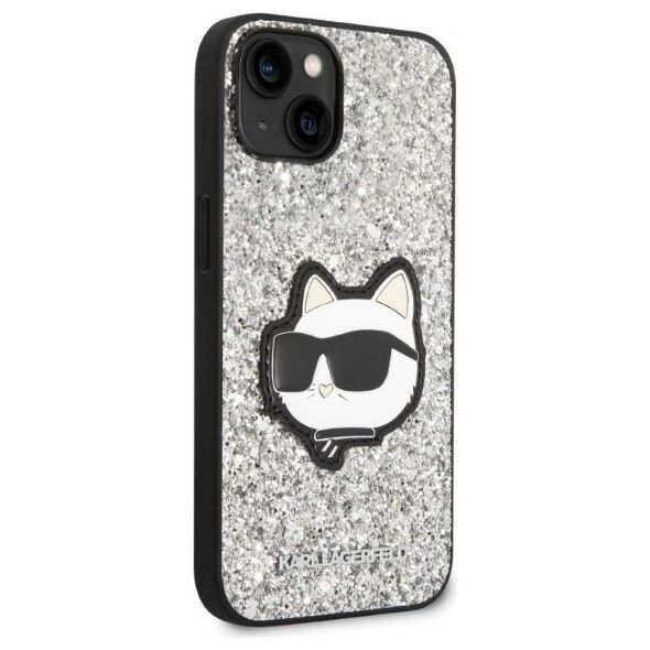 Karl Lagerfeld case for iPhone 14 Plus 6,7&quot; KLHCP14MG2CPS silver hardcase Glitter Choupette Patch 3666339099442