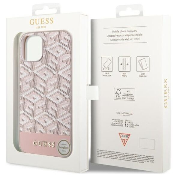 Guess case for iPhone 14 Plus 6,7&quot; GUHMP14MHGCFSEP pink hard case GCube Stripes MagSafe 3666339112516