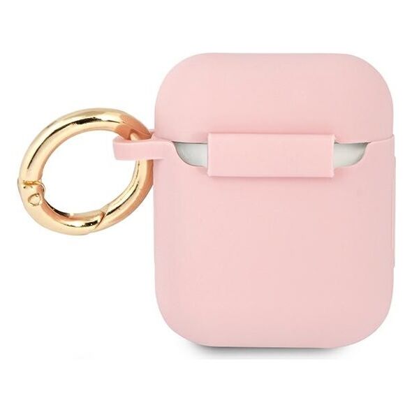 Guess case for AirPods GUA2SSSI pink Silicone Vintage Script 3666339009991
