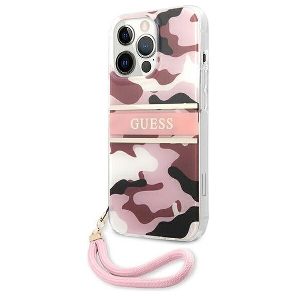 Guess case for iPhone 13 Pro / 13 6,1&quot; GUHCP13LKCABPI pink hard case Camo Strap Collection 3666339023171