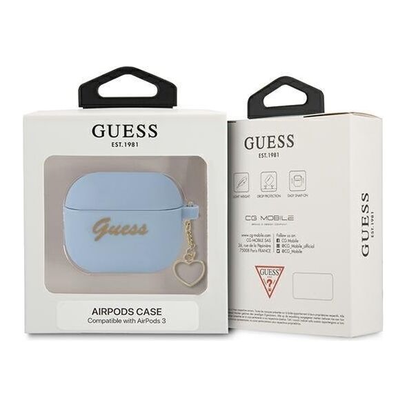 Guess case for Airpods 3 GUA3LSCHSB blue Silicone Heart Charm 3666339039059