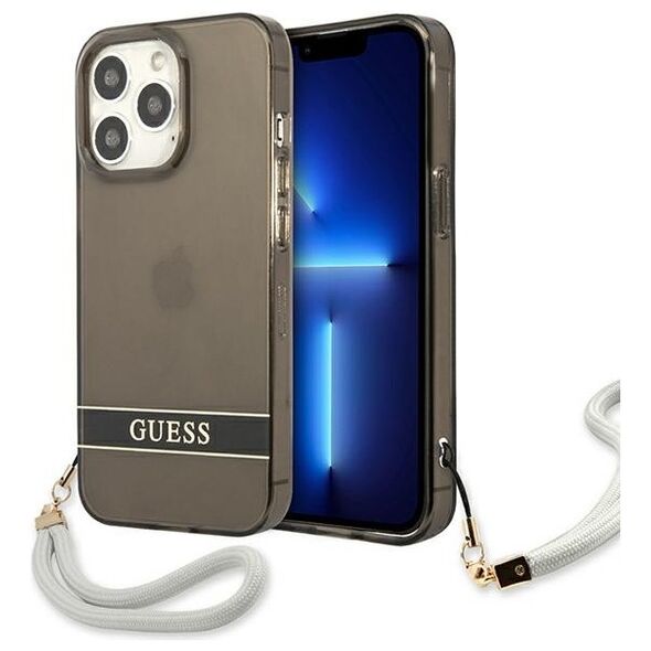Guess case for iPhone 13 / 13 Pro 6,1&quot; GUHCP13LHTSGSK black hard case Translucent Stap 3666339040611