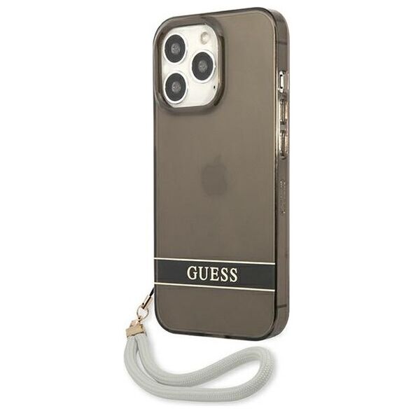 Guess case for iPhone 13 / 13 Pro 6,1&quot; GUHCP13LHTSGSK black hard case Translucent Stap 3666339040611