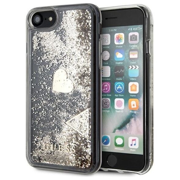 Guess case for iPhone SE 2022 / SE 2020 / 7 / 8 GUOHCI8GLHFLGO hard case gold Charms 2 Liquid Glitter 3700740478554