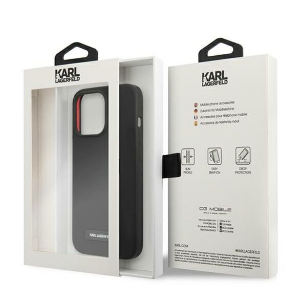Karl Lagerfeld case for iPhone 13 Pro Max KLHCP13XSLMP1K black hard case Liquid Glitter Logo 3666339048792
