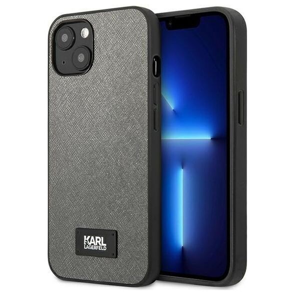 Karl Lagerfeld case for iPhone 13 Mini KLHCP13SSFMP2DG silver hard case Saffiano Logo 3666339048884