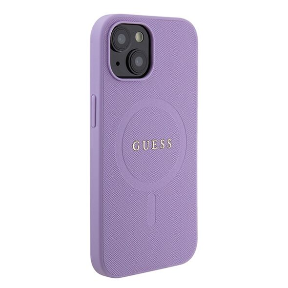 Guess case for iPhone 15 6.1&quot; GUHMP15SPSAHMCU purple hardcase Saffiano MagSafe 3666339155902
