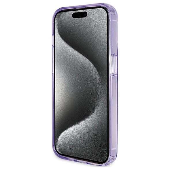 Guess case for iPhone 15 Pro 6,1&quot; GUHMP15LHRSGSU purple HC RING STAND MAGSAFE SCRIPT LOGO GLITTER 3666339156763
