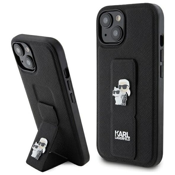 Karl Lagerfeld case for iPhone 15 Plus 6,7&quot; KLHCP15MGSAKCPK black HC GRIPSTAND SAFFIANO KC PINS 3666339206888