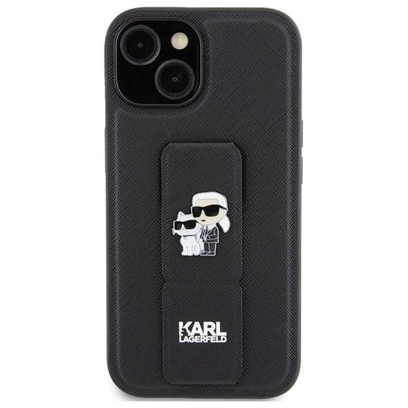 Karl Lagerfeld case for iPhone 15 Plus 6,7&quot; KLHCP15MGSAKCPK black HC GRIPSTAND SAFFIANO KC PINS 3666339206888