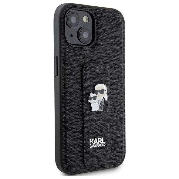 Karl Lagerfeld case for iPhone 15 Plus 6,7&quot; KLHCP15MGSAKCPK black HC GRIPSTAND SAFFIANO KC PINS 3666339206888