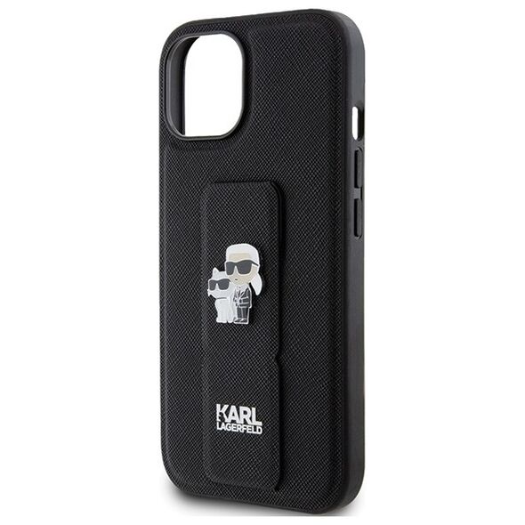 Karl Lagerfeld case for iPhone 15 Plus 6,7&quot; KLHCP15MGSAKCPK black HC GRIPSTAND SAFFIANO KC PINS 3666339206888