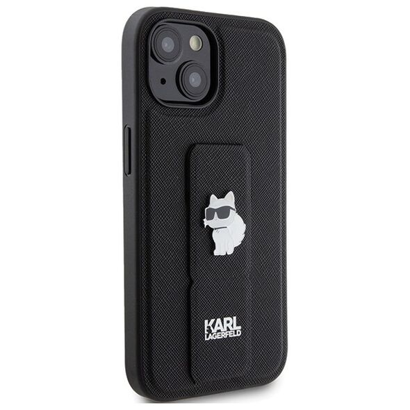 Karl Lagerfeld case for iPhone 15 6,1&quot; KLHCP15SGSACHPK black HC GRIPSTAND SAFFIANO CHOUPETTE PINS 3666339207434