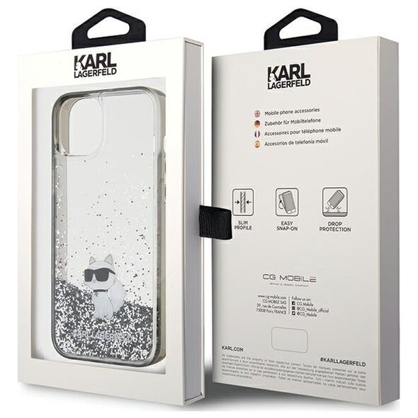 Karl Lagerfeld case for iPhone 15 Plus 6,7&quot; KLHCP15MLKCNSK KARL HC LIQ. GLITTER C TRANSPARENT 3666339164201
