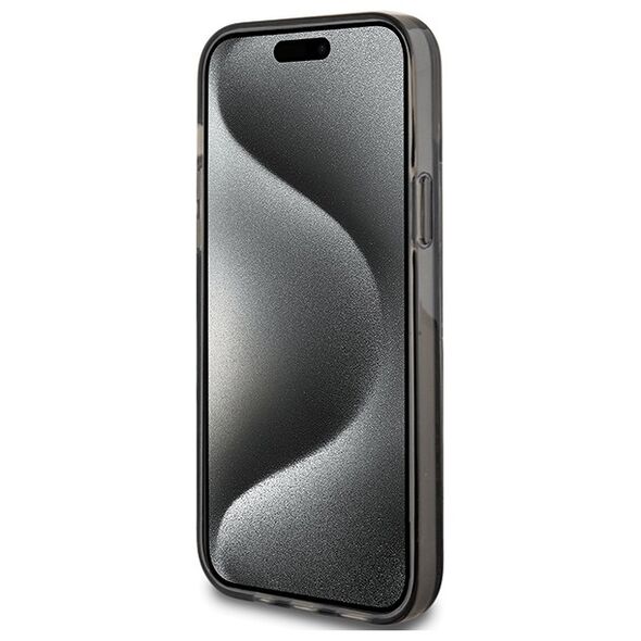 Guess case for iPhone 15 6,1&quot; GUHCP15SLFCSEGK black HC LIQ. GLITTER GOLD STRIPES 3666339223526