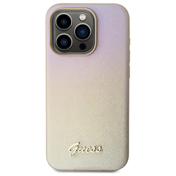 Guess case for iPhone 14 Pro Max 6,7&quot; GUHCP14XPSAIRSD gold HC PU SAFFIANO IRIDESCENT SCRIPT 3666339225056