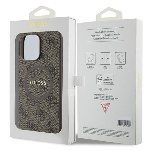Guess case for iPhone 13 Pro Max 6,7&quot; GUHMP13XG4GFRW brown HC MAGSAFE PU 4G RING CLASSIC LOGO 3666339226411