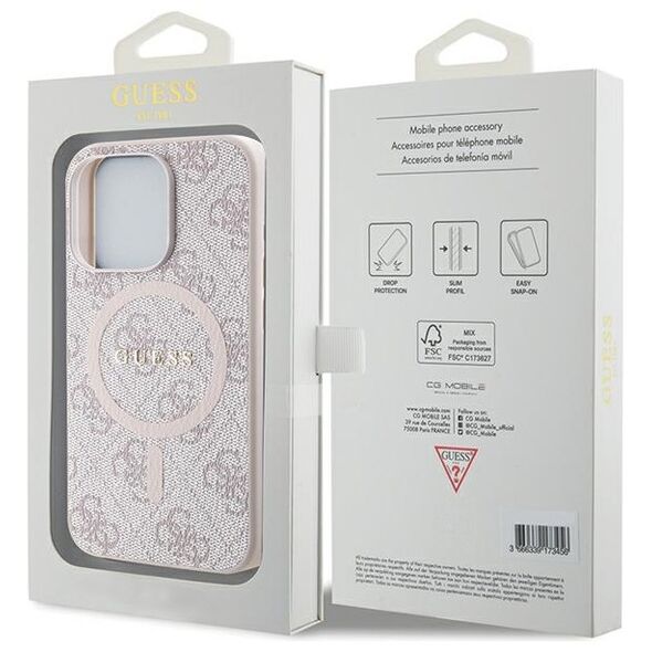 Guess case for iPhone 14 Pro Max 6,7&quot; GUHMP14XG4GFRP pink HC MAGSAFE PU 4G RING CLASSIC LOGO 3666339226732