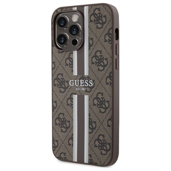 Guess case for iPhone 15 Pro 6,1&quot; GUHMP15XP4RPSW brown HC MAGSAFE 4G PRINTED STRIPES 3666339203474