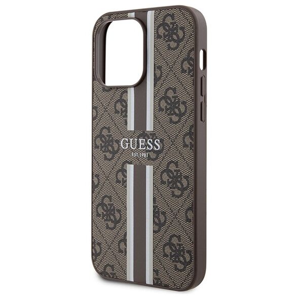 Guess case for iPhone 15 Pro 6,1&quot; GUHMP15XP4RPSW brown HC MAGSAFE 4G PRINTED STRIPES 3666339203474