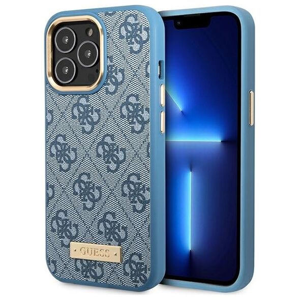 Guess case for iPhone 14 Pro 6,1&quot; GUHMP14LU4GPRB blue hard case 4G Logo Plate MagSafe 3666339070007