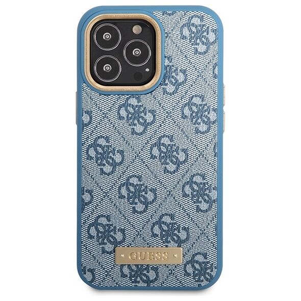 Guess case for iPhone 14 Pro 6,1&quot; GUHMP14LU4GPRB blue hard case 4G Logo Plate MagSafe 3666339070007