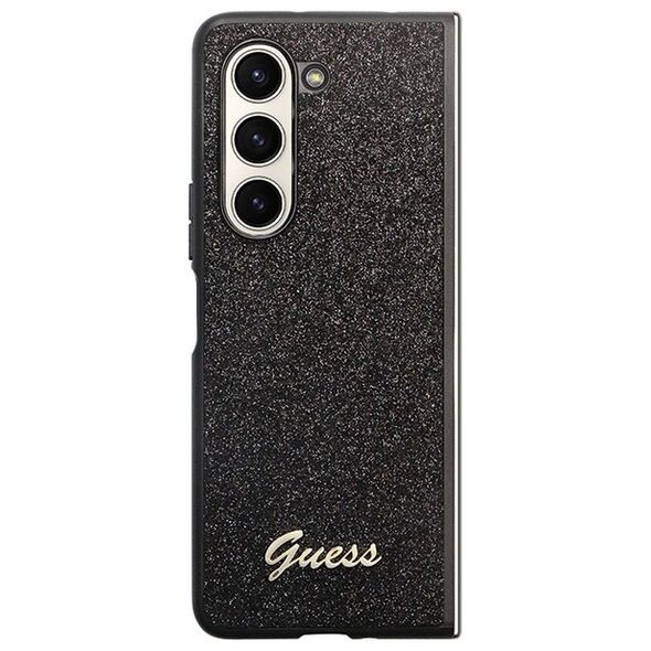 Guess case for Samsung Z Fold5 GUHCZFD5HGGSHK black PU/TPU Glitter Script 3666339173968
