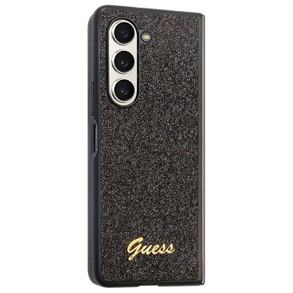 Guess case for Samsung Z Fold5 GUHCZFD5HGGSHK black PU/TPU Glitter Script 3666339173968