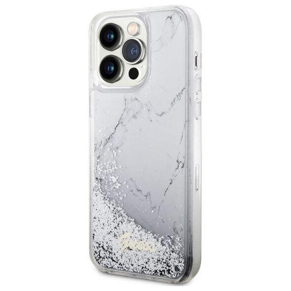 Guess case for iPhone 14 Pro Max 6,7&quot; GUHCP14XLCSGSGH white hard case Liquid Glitter Marble 3666339127336