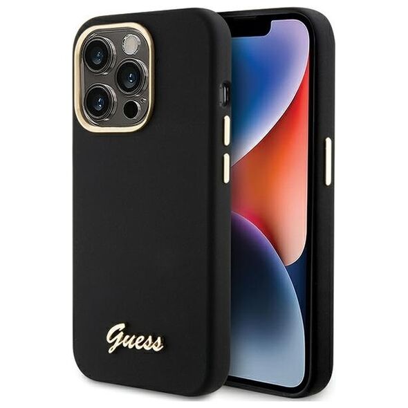 Guess case for iPhone 15 Pro Max 6,7&quot; GUHCP15XSMBSLK black HC SILICONE SCRIPT METAL LOGO & FRAME 3666339149352