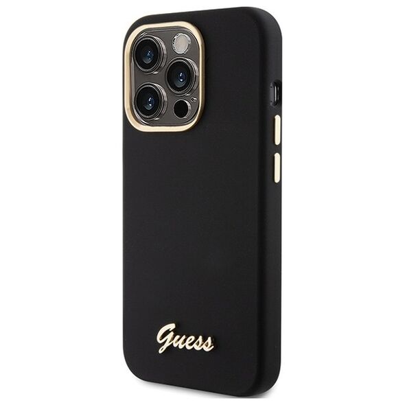 Guess case for iPhone 15 Pro Max 6,7&quot; GUHCP15XSMBSLK black HC SILICONE SCRIPT METAL LOGO & FRAME 3666339149352