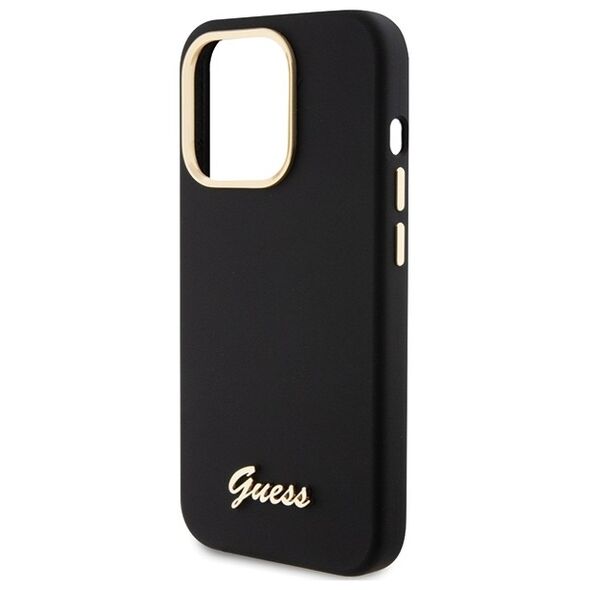 Guess case for iPhone 15 Pro Max 6,7&quot; GUHCP15XSMBSLK black HC SILICONE SCRIPT METAL LOGO & FRAME 3666339149352